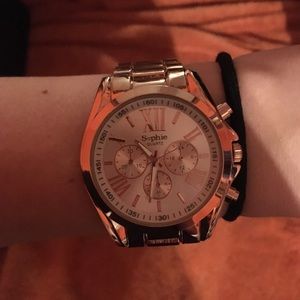 A rose gold watch